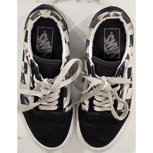 Vans Old Skool Sneakers Bee Check Black White Lace-Up Womens 5.5 Skater Grunge - Picture 8 of 10